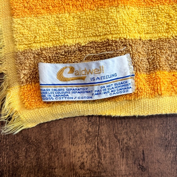 Vintage 60s 70s Caldwell Striped Cotton Hand Bath Towel - Picture 5 of 5